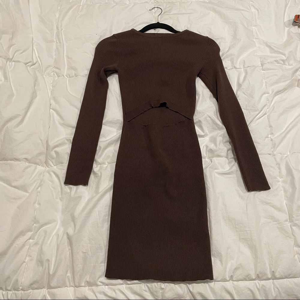White Fox Cut Out Ribbed Dress